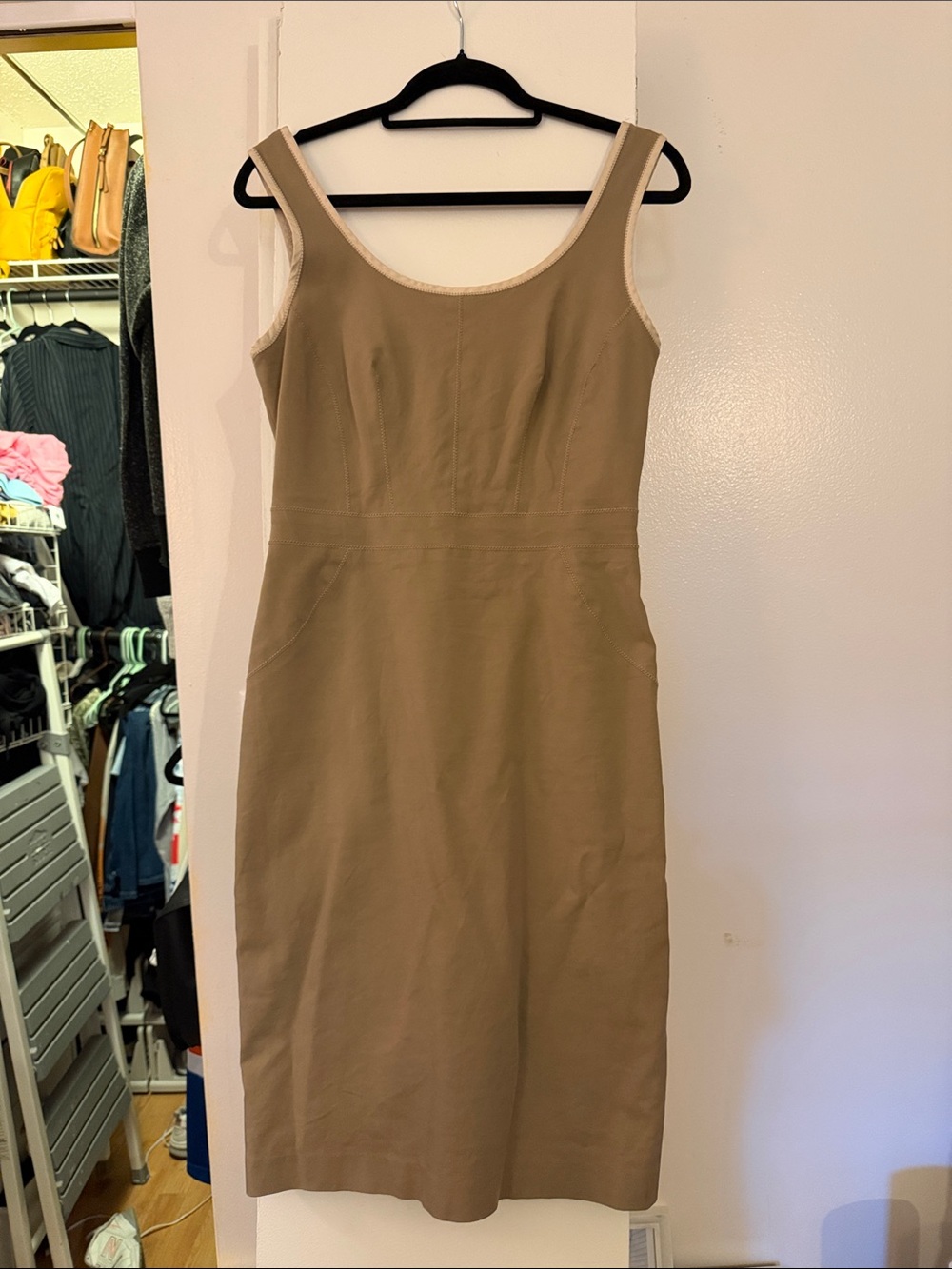 Club Monaco Tan Midi Sheath Dress